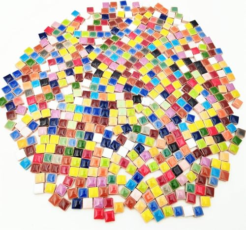 CarAngels セラミックモザイクタイル DIY 内装 デコレーション ハンドメイド クラフト 陶器手芸 500g入り 単色無地模様 (多色) - CarAngels - 商品画像