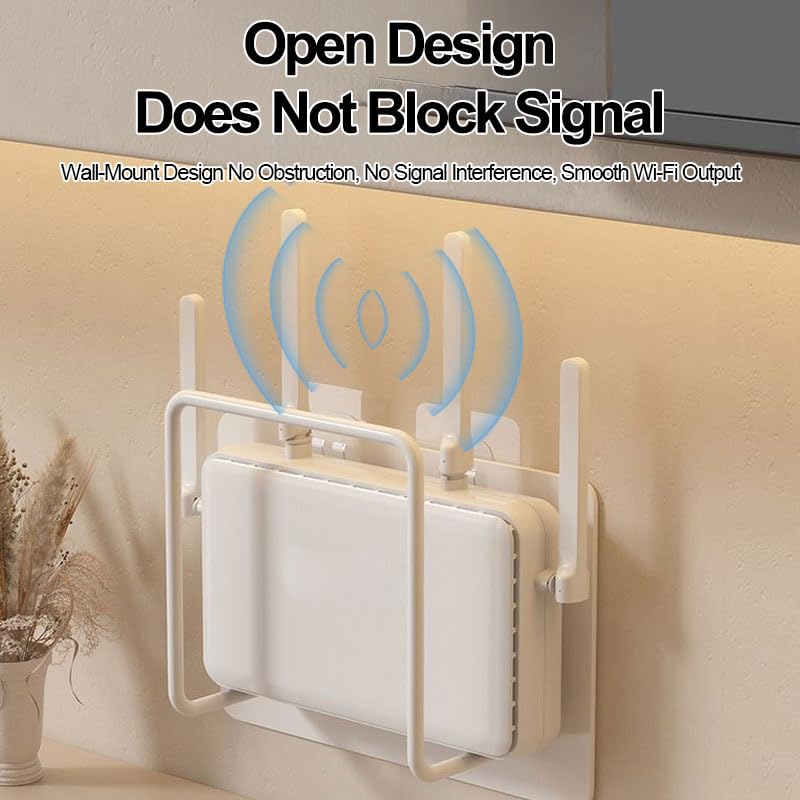 Soporte de malla para enrutador de pared, dispositivo pequeño o montaje VESA detrás del monitor, estante de gestión de cables para módem WiFi, decodificador superior en sala de estar, dormitorio — view 5