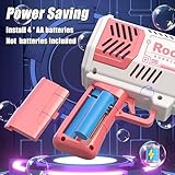 Bubble Guns for Kids Toys, 40 Holes Bubble Machine with Colorful Light 2 Bubble Solution (Pink) - Image 7
