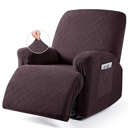 Recliner Chair Covers, 3-Pieces Stretch Lazy Boy Recliner Covers for Recliner Chair Soft Reclining Chair Slipcover Furniture Protector for Dogs Cats(Chocolate)