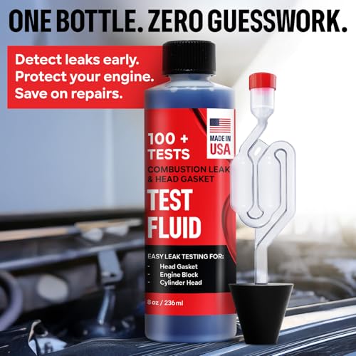 Combustion Leak + Head Gasket Test Kit - Over 100 Tests - Includes 8oz Leak-Detection Fluid, Tester + Nozzle - Made in USA - Detect Leaks Quickly For Most Engine Systems - Fuel, Boost, Coolant & More by Samorillo - Image 2