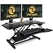 Electric Corner Standing Desk Converter - FEZIBO 37" Black Cubicles Corner Height Adjustable Stand Up Power Riser Tabletop Workstation fits Dual Monitor