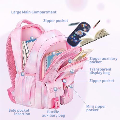 Image of Girls Backpack for School Kids Backpack for Girls Cute Kids Kawaii Bookbag Book Bag for Elementary Primary School