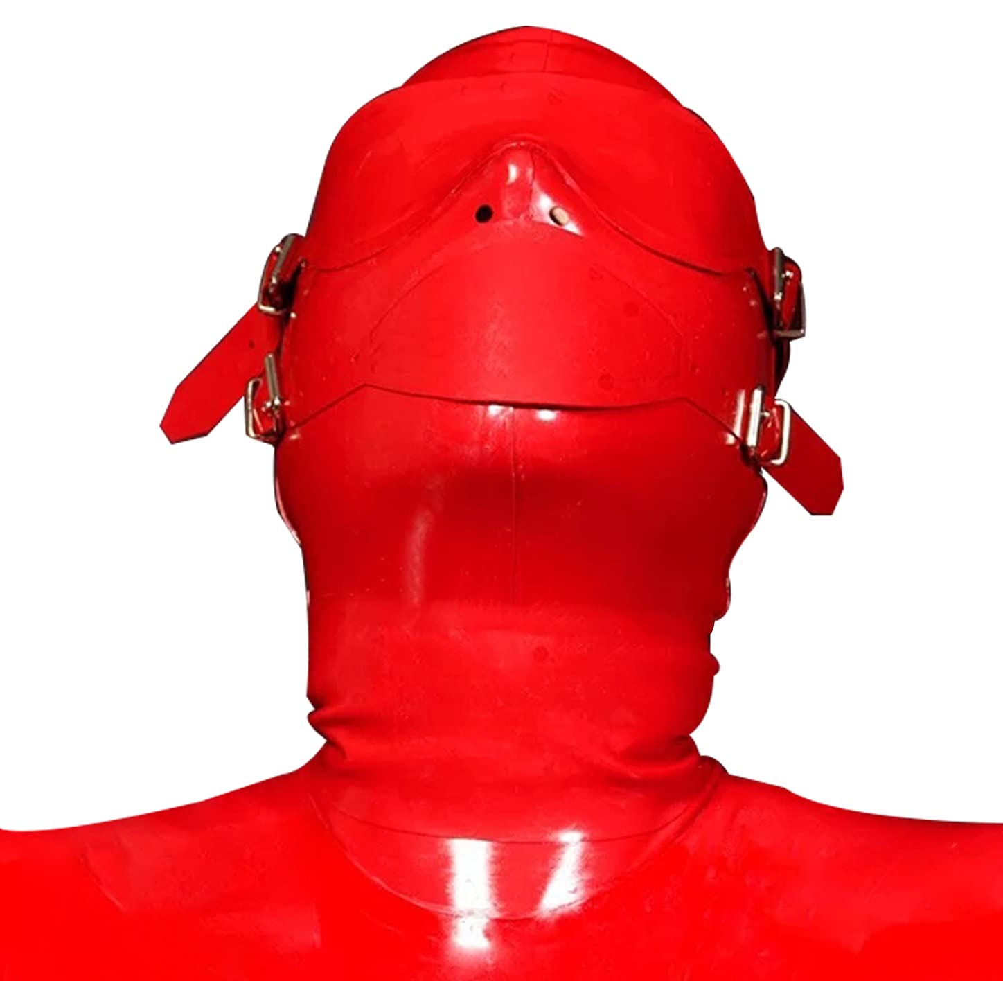 Sexy Erotik Rote Latex Bondage Maske Mit Abnehmbaren Augen und Mundaufklebern, Rückseitigem Reißverschluss, Fetisch BDSM Cosplay, Mode Liebhaber (XL)