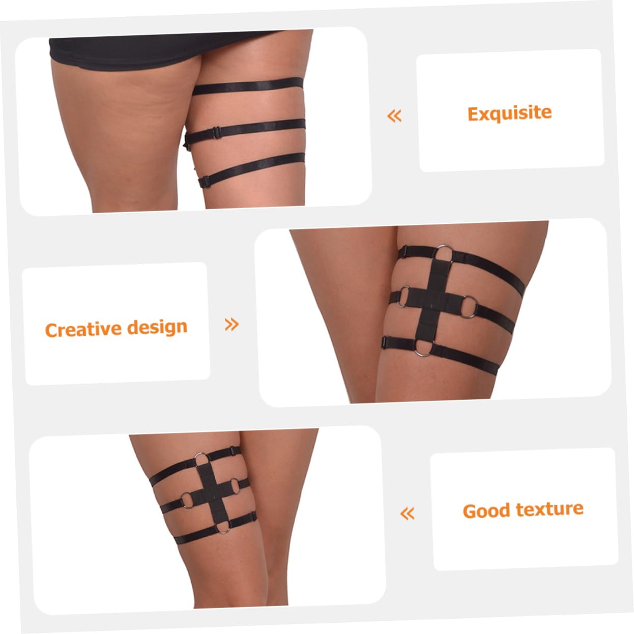 Abaodam 4 Stück Strumpfbandring Strumpfband Oberschenkel Punk-Geschirr Beingurt Modische Strumpfbänder Dessous-käfig Weiblicher Körpergurt Braut Elastisch Polyester Unterwäsche Gürtel