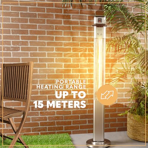SereneLife Infrared Patio Heater, Electric Patio Heater with Remote Control, 1500 W, Indoor/Outdoor Heaters for Patio, Restaurant, Backyard, Garage, Decks (Silver) by SereneLife - Image 5