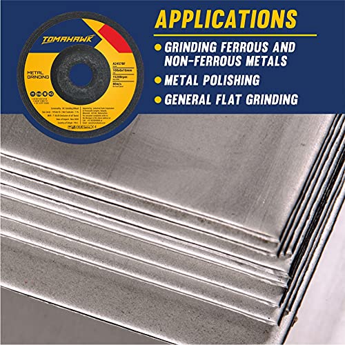 Image of TOMAHAWK 4 inch Metal Grinding Abrasive Wheel for Angle Grinders, Pack of 10pcs 100.x6.0x16mm - Black (10) (50) | Heavy Duty & Durable Build | Ideal for Home, DIY & Professional Use