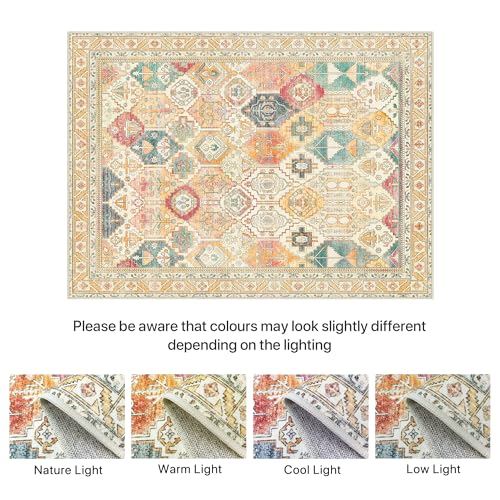 BEIMO Rugs 160x230cm Living Room Large Green Rug Washable Carpet for Bedroom Machine Non-Slip Carpet Boho Vintage, Orange - Image 6
