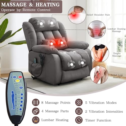 Image of Infinite Position Lay Flat Power Lift Recliner Chair for Elderly, Grey