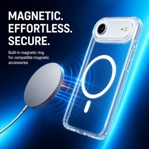 Image of MAGA Back Case Cover for Apple iPhone 17 Air, Crystal Clear Magnetic Case Compatible with MagSafe, Hybrid Hard PC Back & Soft TPU Bumper, Shockproof Protective Cover - Clear