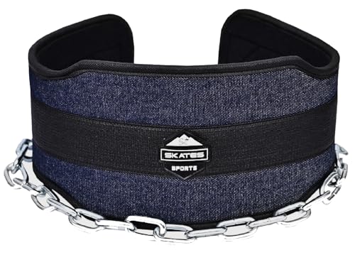 Dip Belt with 36 inch Heavy Duty Adjustable Steel Chain Weight Lifting Gym Training 6 inch Padded Back Support Dipping Belt for Chin Up Pull Up Squats Powerlifting Bodybuilding Workout