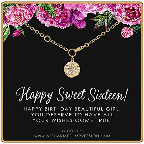 A Charmed Impression Sweet 16 • 16Th Birthday Gifts For Teen Girls • Bracelet • Cz Diamond Starburst Charm • Bracelets For Women • Sixteen Birthday Gift For Daughter Best Friend Girlfriend Granddaughter cover