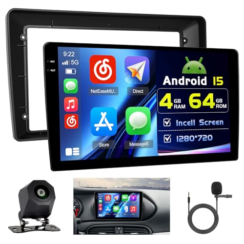 4+64G Android Autoradio pour Fiat Tipo Egea 2015-2020 sans Fil Carplay, 9 Pouces Incell écran Tactile pour Voiture avec Bluetooth 5.0/GPS/FM/RDS/EQ/Caméra de...