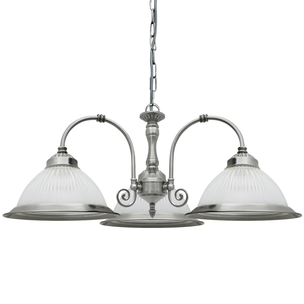Long Life Lamp Company Chrome Rustic Lights Brushed Pendant Light Ribbed Glass Lamp Shades Vintage Ceiling Lantern K432 Size 3