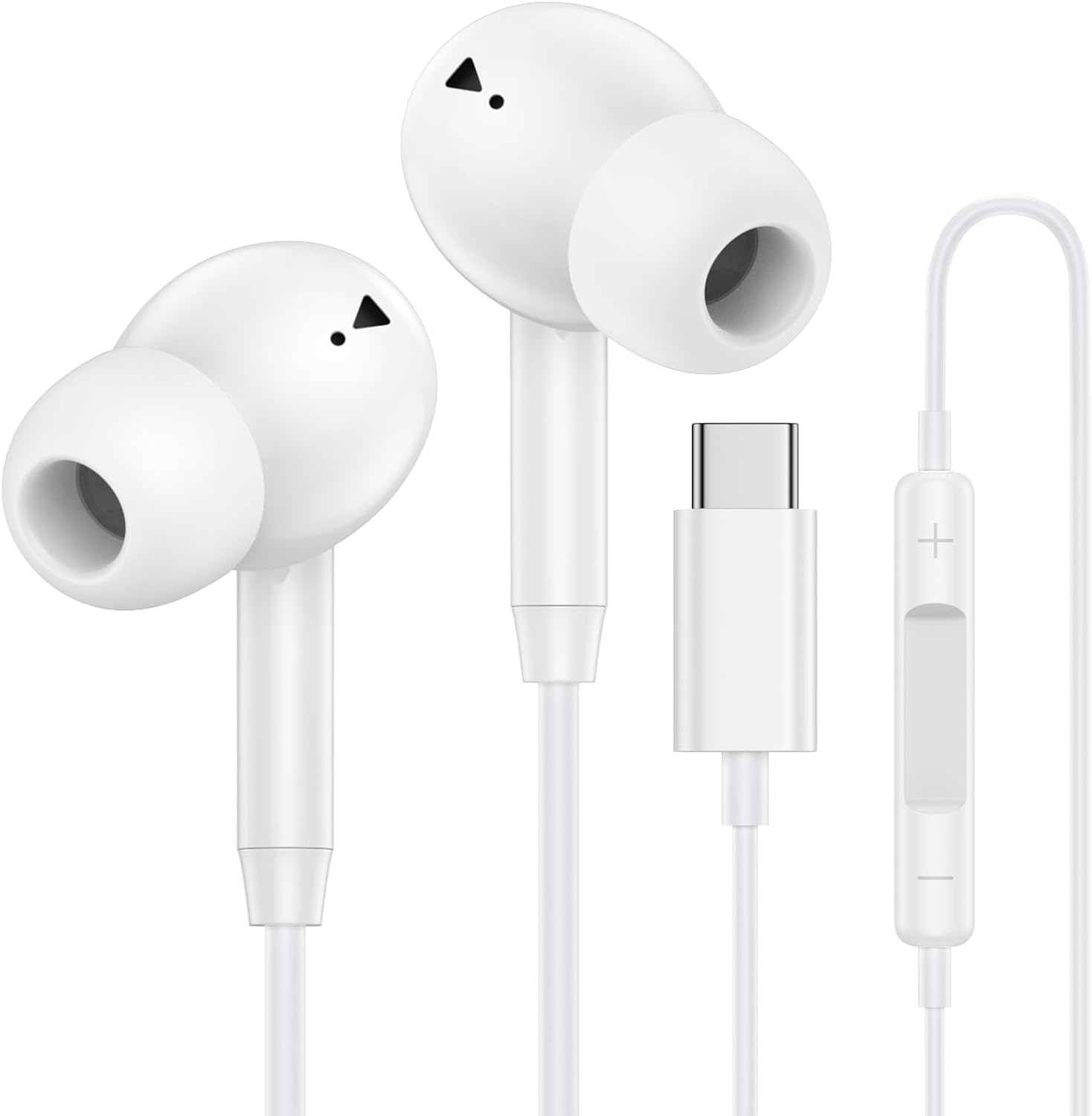 Auricolari con cavo USB C, cuffie USB C cablate con microfono per iPhone 17/16/15 Pro Max Plus, auricolari in-ear di tipo C, stereo HiFi, nessuna latenza, comodi per l'uso quotidiano, per Android