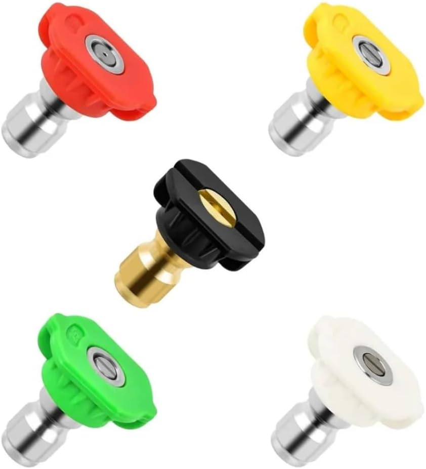 JPT Multiple Degree Washer Spray Nozzle Tips Quick Pressure Washer Nozzle, 1/4", 5-Pack
