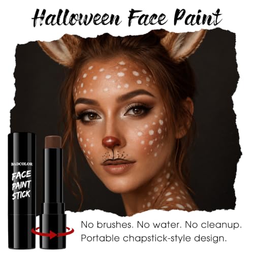Image of BADCOLOR Brown Face Body Paint Stick, Full Coverage Face Paint Stick for Adults Children Cosplay Makeup, Blendable Facepaint Foundation for Werewolf Deer Bear Scarecrow Zombie Pirate Cosplay