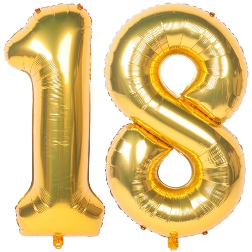 Image of 40 Inch gold Number Balloons 18 Helium Foil Mylar Balloon | Birthday Party banquet Decoration 18