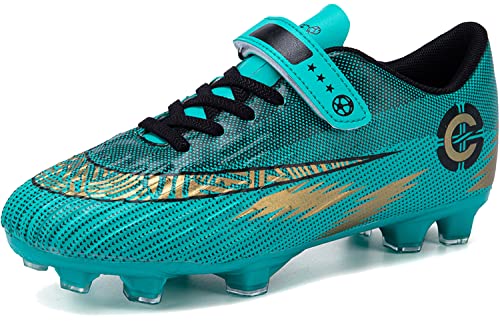 Donbest Boys Football Boots Cleats Kids Football Shoes Astro Turf Soccer Shoes Professional Spikes Football Competition Shoes,Green,EU35