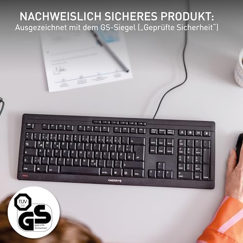 CHERRY Stream Keyboard, Kabelgebundene Tastatur, Deutsch QWERTZ, Schwarz – Ansicht 6