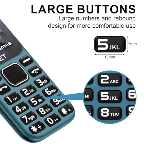 A2 2G Mobile Seniorenhandy ohne Vertrag, Großkapazitätsakku, Lange Standby-Zeit, Rentner Handy große Tasten, Dual SIM mit Notruftaste, Blau – Bild 6