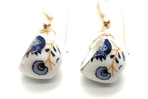 Charming White & Blue Floral Porcelain Tea Cup Earrings