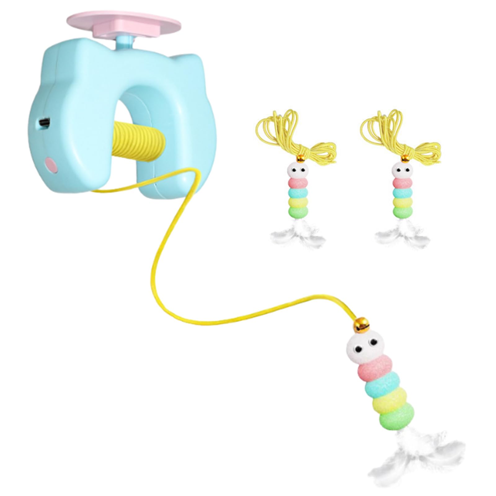 Interactive Cat Hanging Toys USB Charging Auto-Rebound Cat-Teasing Tool Swing Feather Electric Teaser Toy for Relieve Boredom Burn Energy
