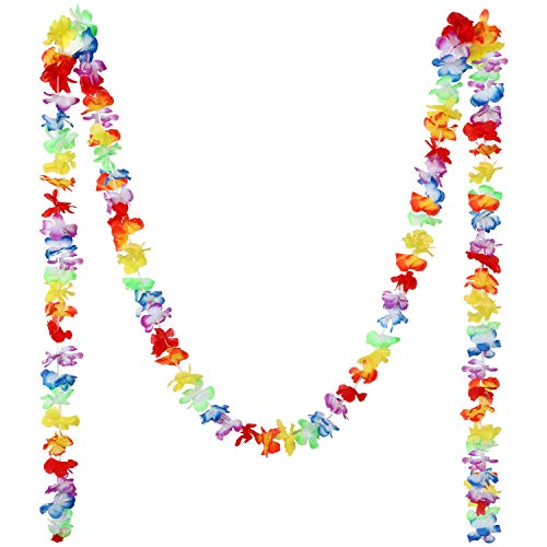 Image of JOVITEC 10 Pack Lei Hawaiian Flower Garland, 10 Feet Each Tropical Flower Lei Garland for Luau Decorations, Hawaiian Party Supplies, Summer Beach Birthday Indoor Outdoor Decor