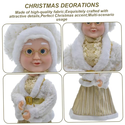 Figurines de Père Noël pour cheminée, grand modèle blanc et doré