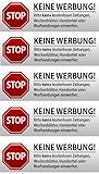 5 x Keine Werbung Aufkleber - Schild extra starke Folie - Sticker (Stop Bitte Keine Kostenlose Zeitung, Reklame, Flyer, Handzettel, Wurfsendungen, Wochenblätter, Werbung) für den Briefkasten - 5 Stück