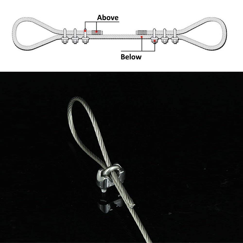 DYWISHKEY Pack of 20, 1/8 Inch M3 Stainless Steel Wire Rope Cable Clip Clamp 2