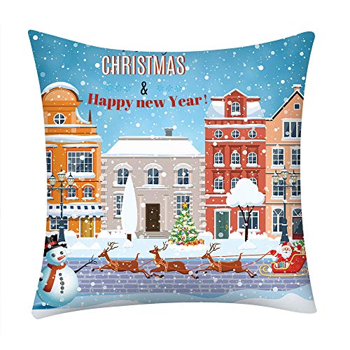 Reooly Christmas Pillow Case Funda de Almohada Bordada Hogar Decoración para el automóvil Accesorios para el hogar 45 cm x 45 cm