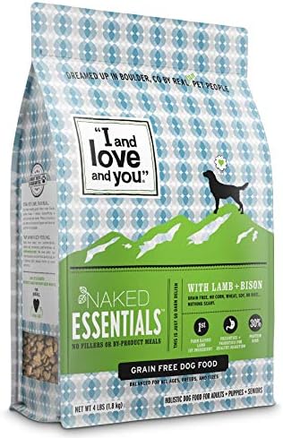 "I and love and you" Naked Essentials Dry Dog Food - Natural Grain Free Kibble, Lamb + Bison, 4-Pound Bag (Trial Size)