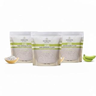 Kokos Natural Raw Banana Flour - 500 Gm (Pack of 3) | Gluten-Free Atta | No Preservatives | Nutrition Rich & Starch| Organic Food Products |