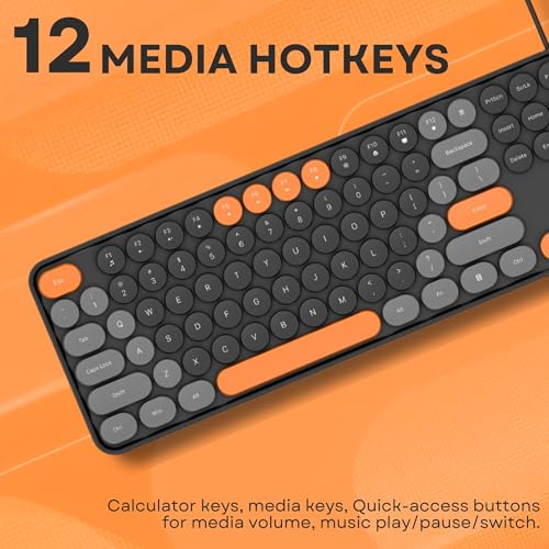 Image of Dr Luxur Mysterio Wired Typewriter Style Keyboard and Mouse Combo, 104 Keys, 2.4 GHz, Colourful Round Keycaps, for Windows, Mac, PC, Laptop, Desktop (Blue)