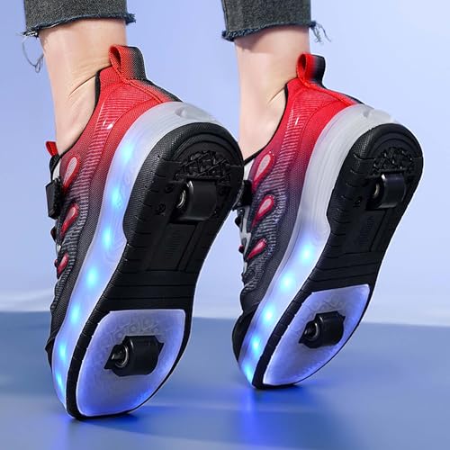 Kids Roller Shoes Boys Girls Kids LED Roller Shoes USB Rechargeable Flashing Roller Skate Shoes Retractable Roller Sneakers Outdoor Training Sports Shoes for Both Men and Women 6