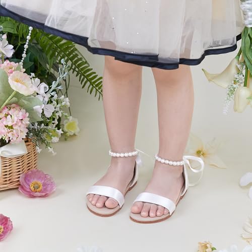 Image of PHIRAMIN Toddler Girl Sandals - Flower Girl Dress Shoes Open Toe Little Kid Wedding Party