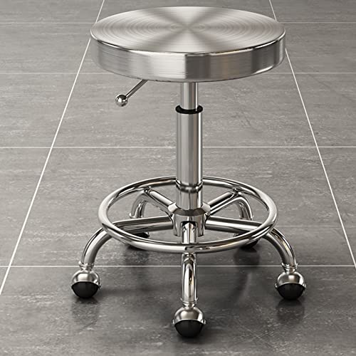 GCCSSBXF Taburete giratorio con ruedas, elegante taburete de tocador sintético para cocina, bar, salón, spa u oficina, taburete giratorio bajo con detalles dorados