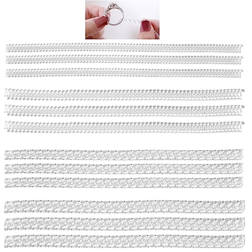 JDXun Lote de 12 Ajustador de Tamaño de Anillo Invisible de 4 Tamaños, Reductor del Tamaño del Anillo, Transparente Ajustadores de Anillos Grandes