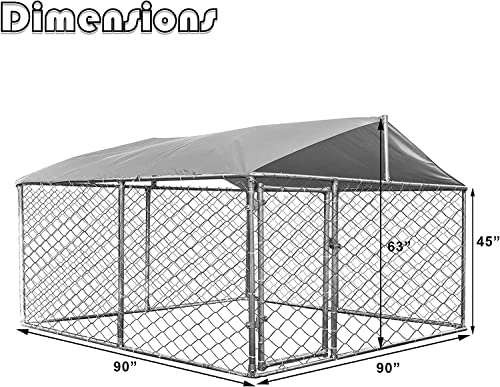 Letata Large Outdoor Dog Kennel Playpen For Large Dogs Heavy Duty Metal Outside Dog Cage Fence With Waterproof Protection Cover Dog Run Enclosure With Secure Lock For Backyard #TOP1
