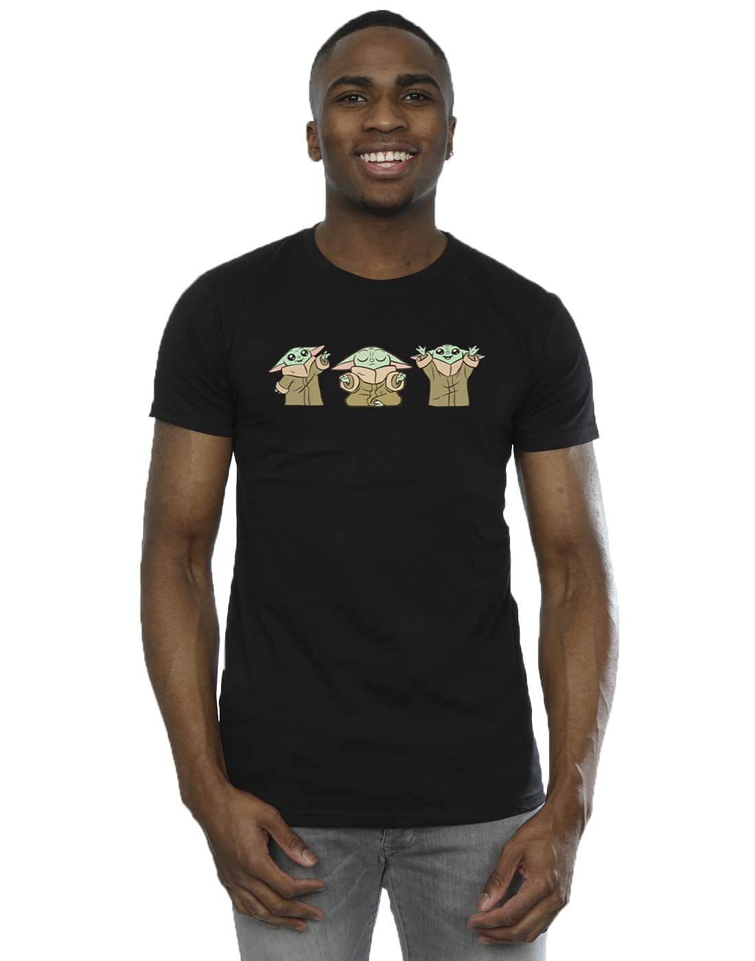Absolute Cult Men's Black Star Wars The Mandalorian Grogu Poses T-Shirt Large