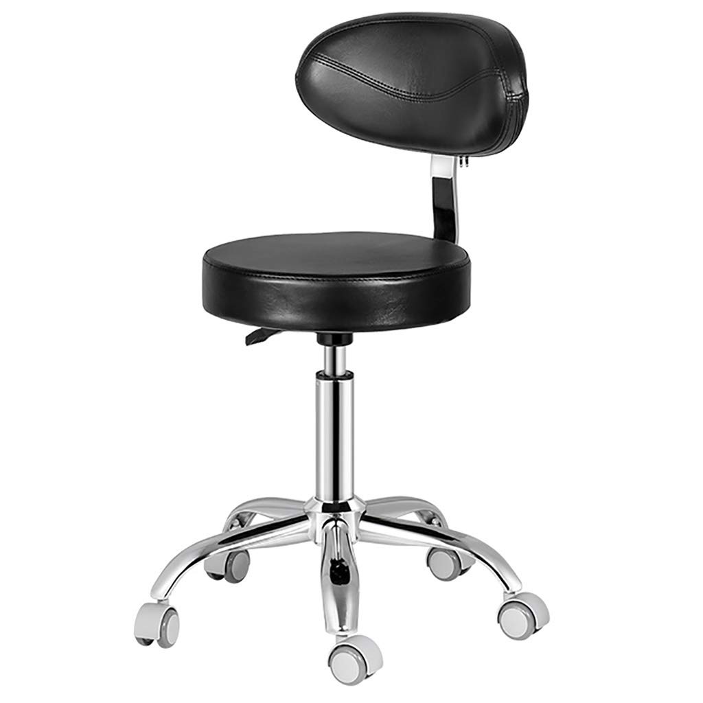 AYCDL Lifting Stool,Rotate Mobile Fashion Hairdressing Stool Saddle Work Chair Beauty Stool Ergonomics With backrest,Black