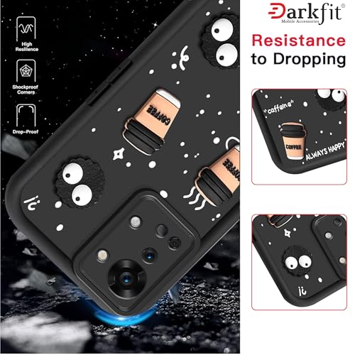 Image of Back Case Cover Compatible with OnePlus Nord 2T 5G | Cute Fun Cartoon Ball 3D Coffee Silicone Case | Body Protection | Camera Protection | Shock Proof | Color Black | Pack of 1