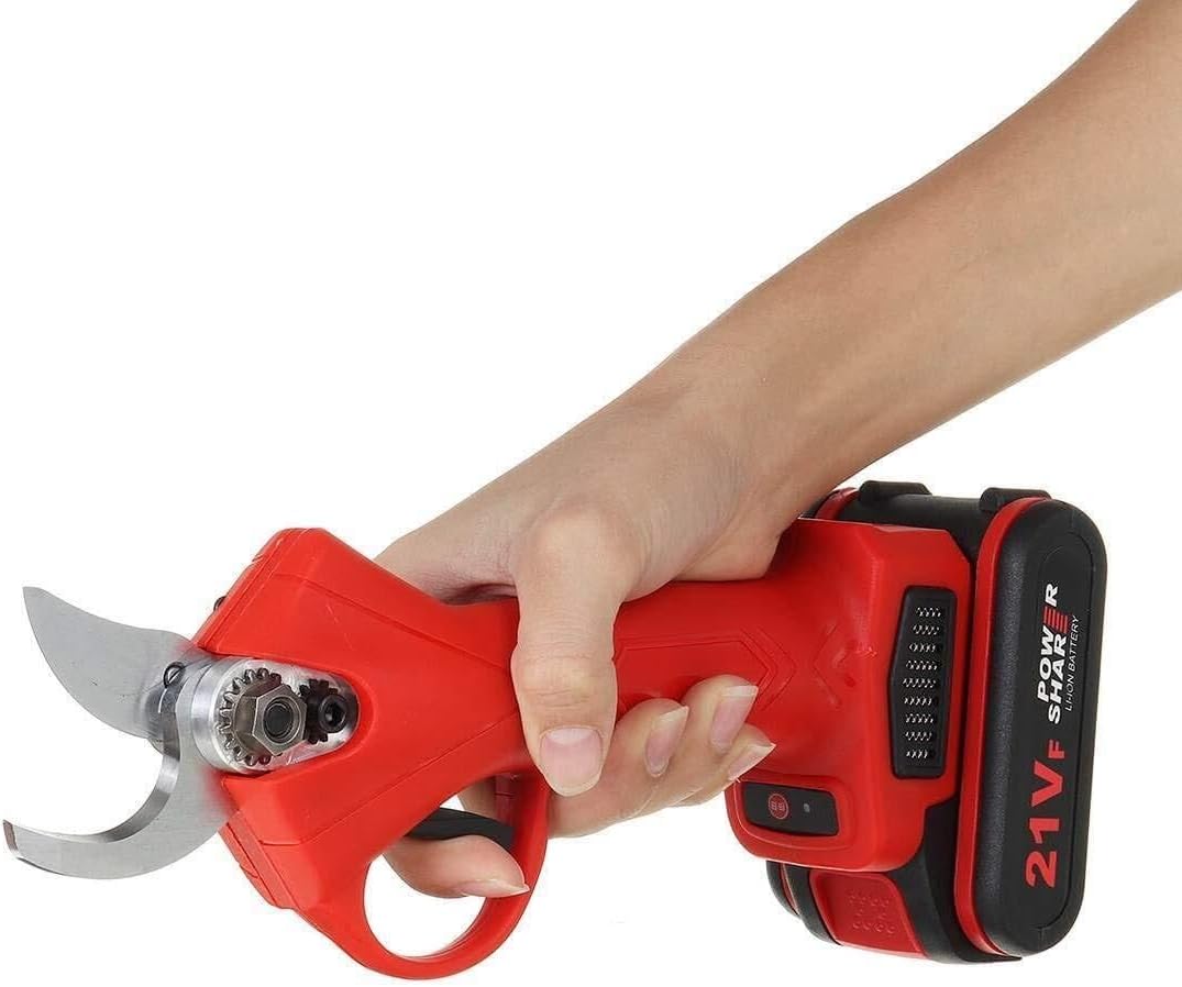 21V Cordless Electric Pruning Shears, 25mm Branch Cutter, Rechargeable Battery Powered Garden Pruner with 2 Batteries, for Lawn & Orchard Use(2 batteries) (One Color 1 battery)