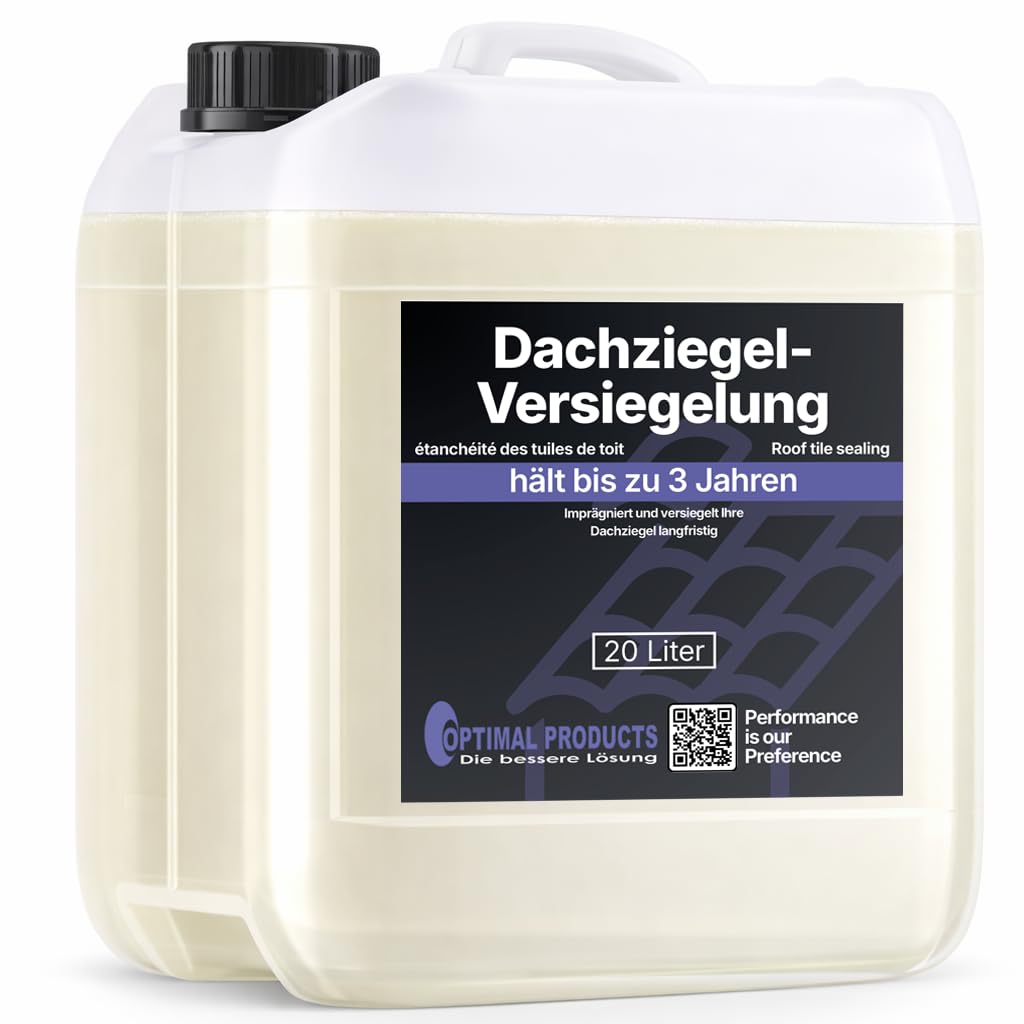 Optimal Products Dachversiegelung/Imprägnierung | Atmungsaktive Langzeitschutz-Versiegelung mit Hydrophobierung I Mit Abperleffekt I 20 Liter Kanister