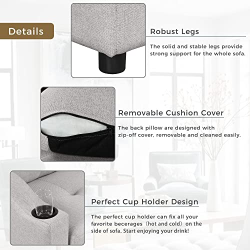 Ucloveria Sectional Sofa Couch, 80" Sleeper Sofa Bed With Reversible Storage Chaise Pull Out Couch Bed For Living Room L-Shape Lounge 2 In 1 Sectional Couch With Cup Holder, Light Gray #TOP4