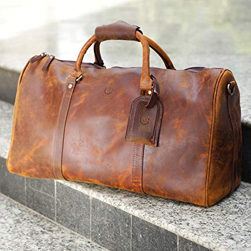 Handmade Leather Duffel Bags For Men - Airplane Underseat Carry On Luggage By Rustic Town