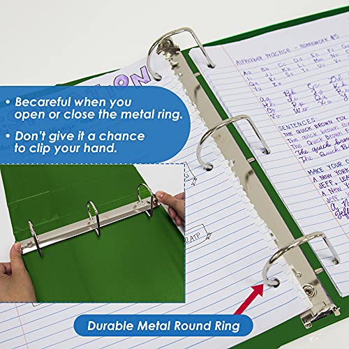 Bazic 3 Ring Binder 3" View Binders Slant D Ring Organizer - Green, Hold 600 Sheets Paper, For School Office Home, 2-Count #TOP5