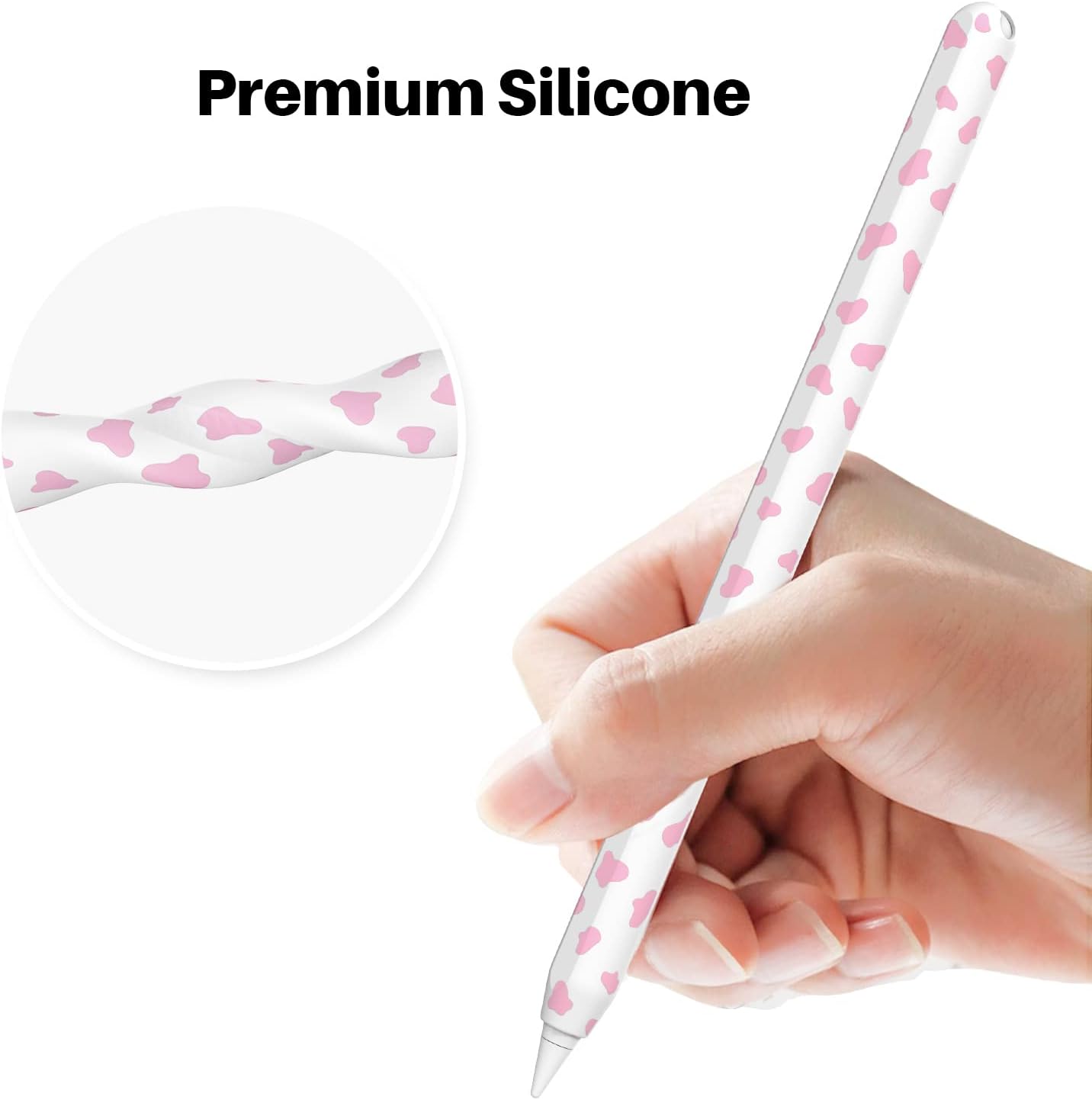 NIUTRENDZ Cow Print Case for Apple Pencil 2nd Generation Case Cover Silicone Protective Sleeve Skin Accessories with 10pcs Apple Pencil Tips Cover (Pink) image 5