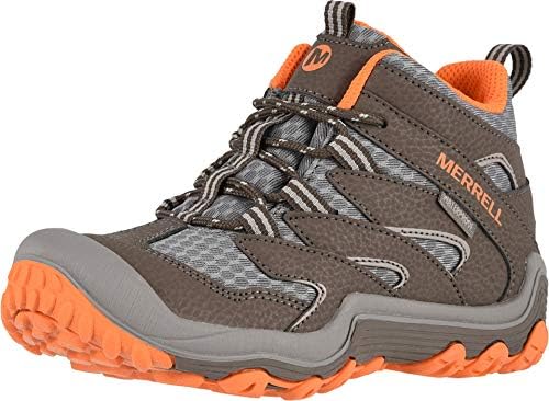 Merrell Chameleon 7 Access MID WTRPF Hiking Boot, Gunsmoke/Orange, 12 US Unisex Little Kid